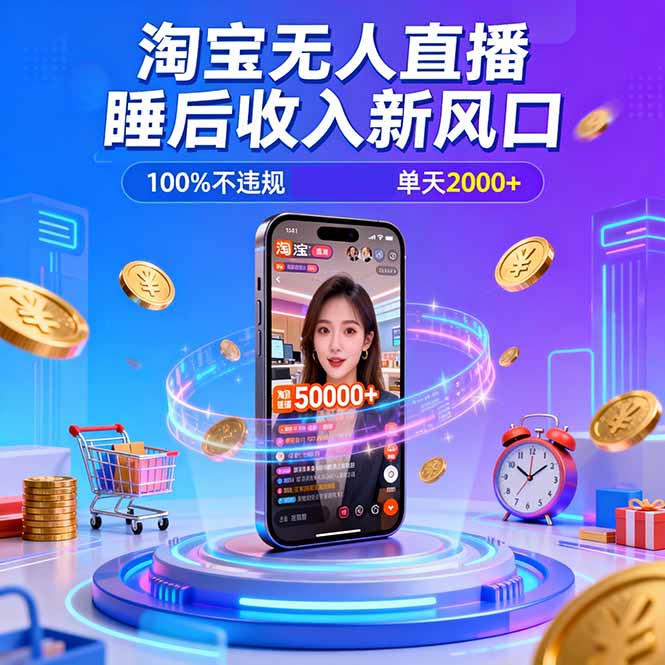 （16822期）淘宝无人直播，不违规不封号，直播100小时卖了5万，年底旺季！-低成本创业项目大全｜短视频带货+AI副业变现｜知行创业网