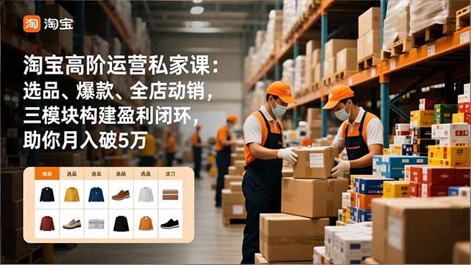 (16865期)淘宝高阶运营私家课:选品、爆款、全店动销,三模块构建盈利闭环,助你月入破5万-低成本创业项目大全|短视频带货+AI副业变现|知行创业网