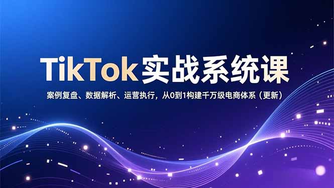 （16918期）TikTok实战系统课，案例复盘、数据解析、运营执行，从0到1构建千万级电商体系（更新）-低成本创业项目大全｜短视频带货+AI副业变现｜知行创业网