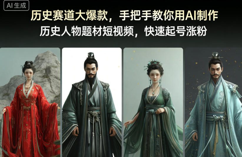 历史赛道大爆款，手把手教你用AI制作历史人物题材短视频，快速起号涨粉-低成本创业项目大全｜短视频带货+AI副业变现｜知行创业网