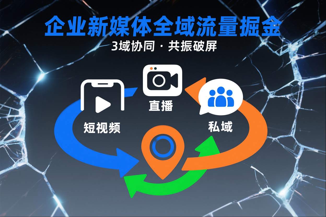 短视频全域商业模式，企业新媒体全域流量掘金，3域协同，共振破屏，短视频-直播-私域-地域-低成本创业项目大全｜短视频带货+AI副业变现｜知行创业网