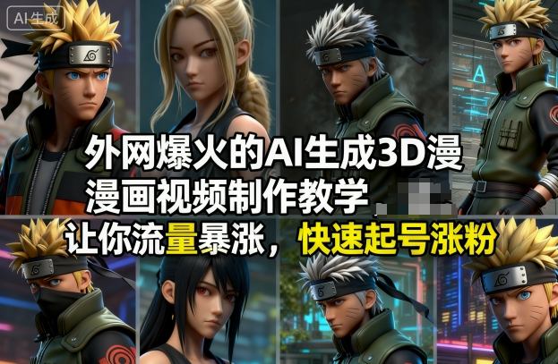 外网爆火的AI生成3D漫画视频制作教学，让你流量暴涨，快速起号涨粉！-低成本创业项目大全｜短视频带货+AI副业变现｜知行创业网