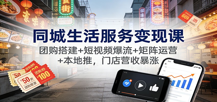 同城生活服务变现课:团购搭建+短视频爆流+矩阵运营+本地推,门店营收暴涨-低成本创业项目大全|短视频带货+AI副业变现|知行创业网