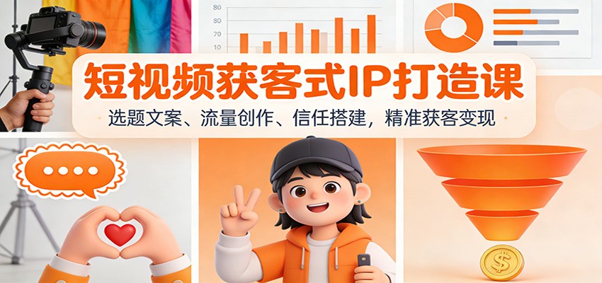短视频获客式IP打造课：选题文案、流量创作、信任搭建，精准获客变现-低成本创业项目大全｜短视频带货+AI副业变现｜知行创业网