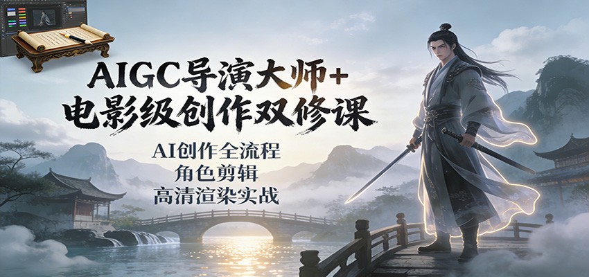 AIGC导演大师+电影级创作双修课：AI创作全流程、角色剪辑、高清渲染实战-低成本创业项目大全｜短视频带货+AI副业变现｜知行创业网
