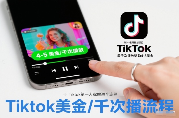 TK中视频计划项目，Tiktok第一人称解说流程，每干次播放奖励4-5美金-低成本创业项目大全｜短视频带货+AI副业变现｜知行创业网