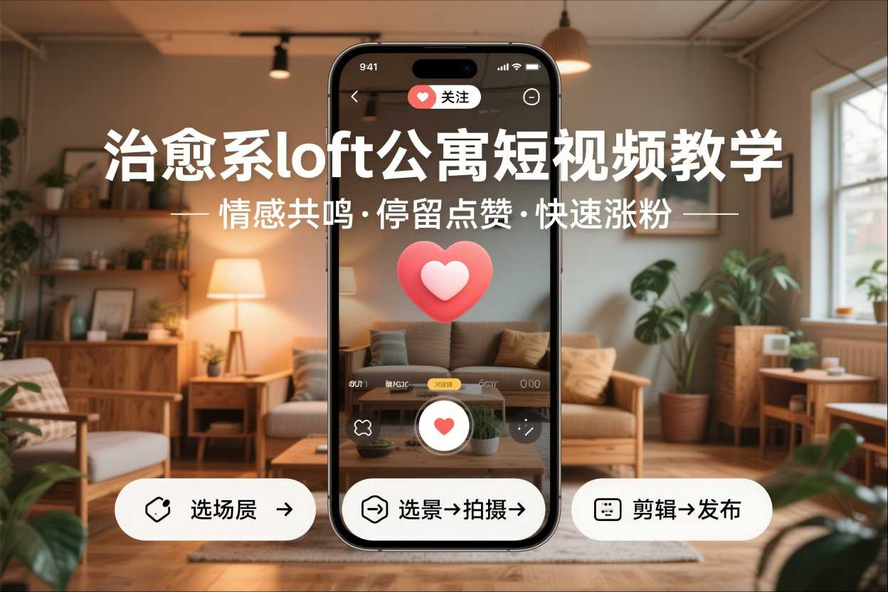 治愈系loft公寓短视频制作教学，情感共鸣引停留点赞关注，快速起号涨粉-低成本创业项目大全｜短视频带货+AI副业变现｜知行创业网