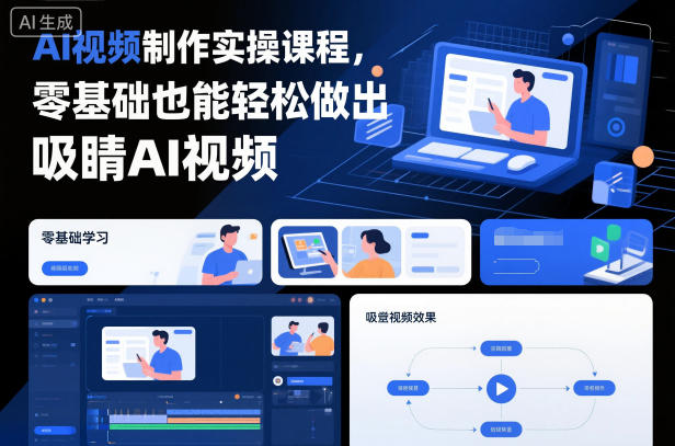 AI视频制作实操课程，零基础也能轻松做出吸睛AI视频-低成本创业项目大全｜短视频带货+AI副业变现｜知行创业网