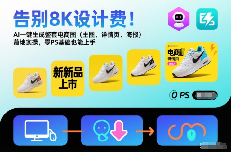 告别8K设计费!AI一键生成整套电商图(主图、详情页、海报)落地实操,零PS基础也能上手-低成本创业项目大全|短视频带货+AI副业变现|知行创业网