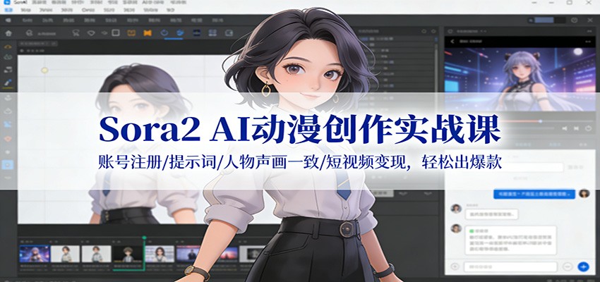 Sora2 AI动漫创作实战课：账号注册/提示词/人物声画一致/短视频变现，轻松出爆款-低成本创业项目大全｜短视频带货+AI副业变现｜知行创业网