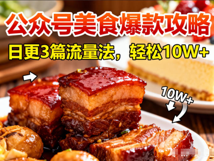公众号搬运美食爆款攻略，日更3篇流量主打法，轻松10W+阅读-低成本创业项目大全｜短视频带货+AI副业变现｜知行创业网