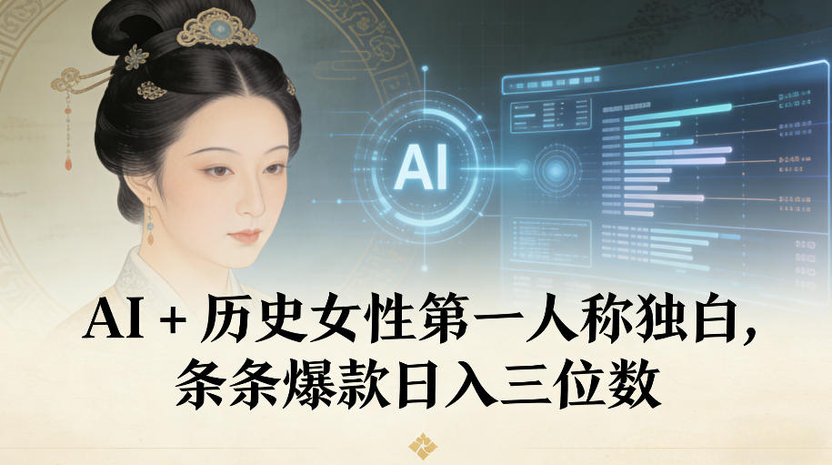 AI+历史女性第一人称独白，条条爆款日入三位数-低成本创业项目大全｜短视频带货+AI副业变现｜知行创业网