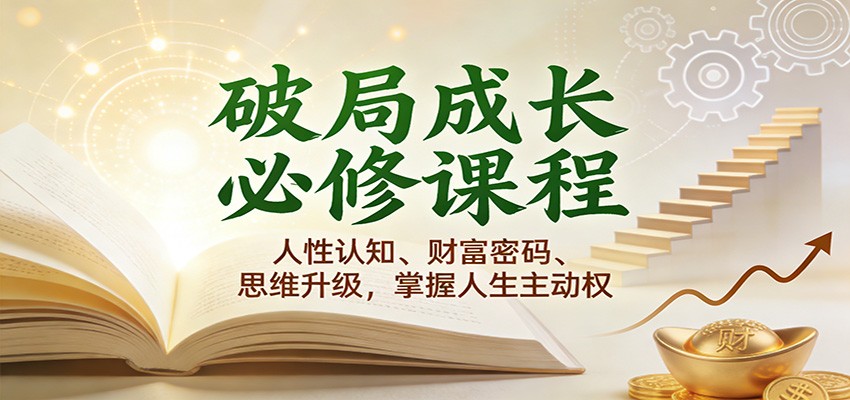 破局成长必修课2.0：人性认知、财富密码、思维升级，掌握人生主动权-低成本创业项目大全｜短视频带货+AI副业变现｜知行创业网