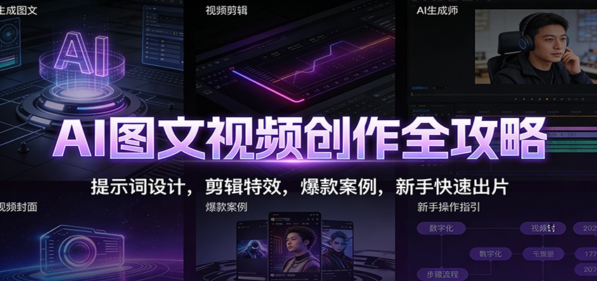 AI图文视频创作全攻略：提示词设计，剪辑特效，爆款案例，新手快速出片-低成本创业项目大全｜短视频带货+AI副业变现｜知行创业网