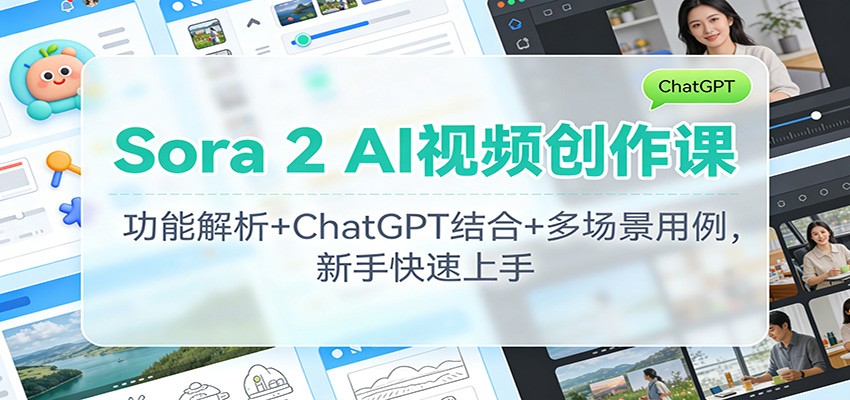 Sora 2 AI视频创作课：功能解析+ChatGPT结合+多场景用例，新手快速上手-低成本创业项目大全｜短视频带货+AI副业变现｜知行创业网
