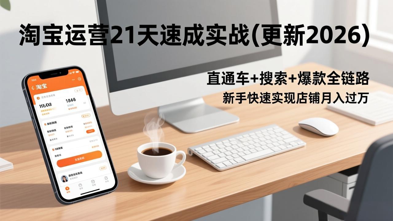 （17201期）淘宝运营21天速成实战(更新2026)，直通车+搜索+爆款全链路，新手快速实现店铺月入过万-低成本创业项目大全｜短视频带货+AI副业变现｜知行创业网
