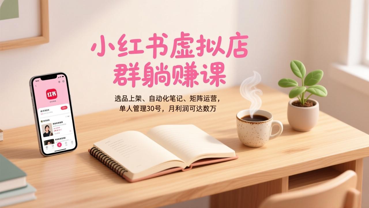 (17072期)小红书虚拟店群躺赚课,选品上架、自动化笔记、矩阵运营,单人管理30号,月利润可达数万-低成本创业项目大全|短视频带货+AI副业变现|知行创业网