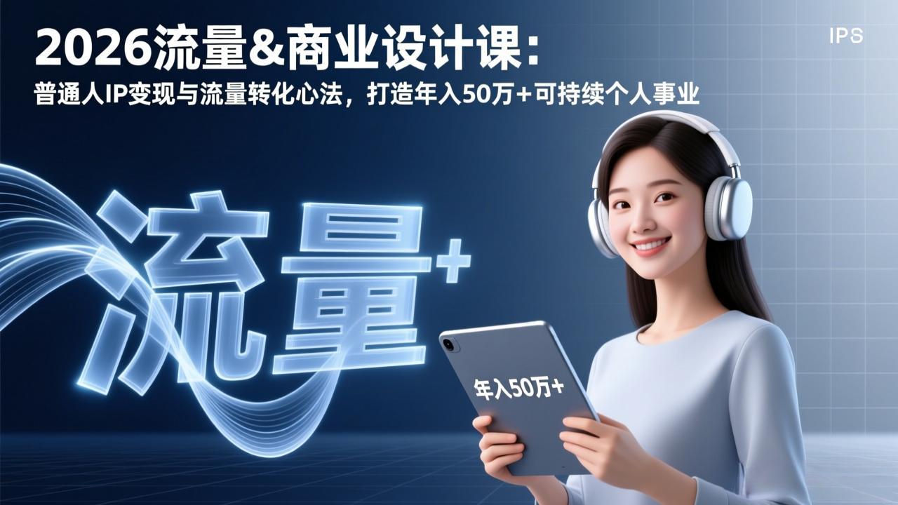 （17246期）2026流量&商业设计课：普通人IP变现与流量转化心法，打造年入50万+可持续个人事业-低成本创业项目大全｜短视频带货+AI副业变现｜知行创业网