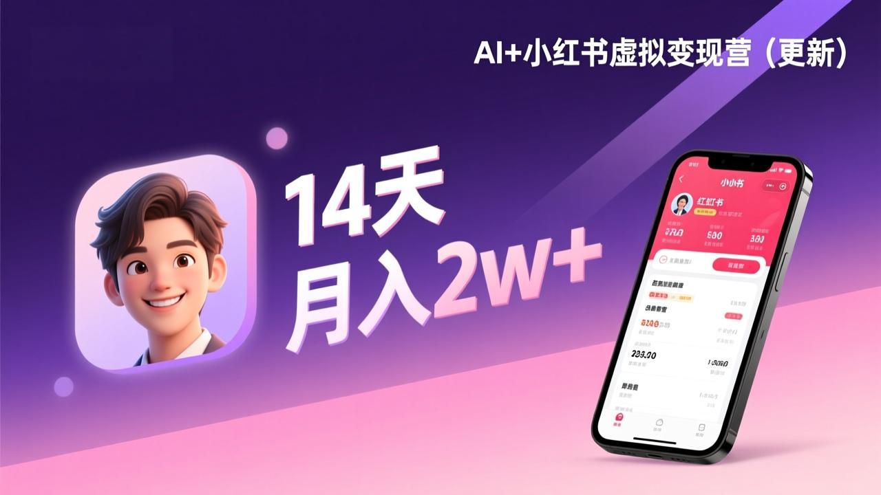 （17275期）AI+小红书虚拟变现营（更新），14天掌握选品、笔记、成交，打造自动化月入2w+事业-低成本创业项目大全｜短视频带货+AI副业变现｜知行创业网