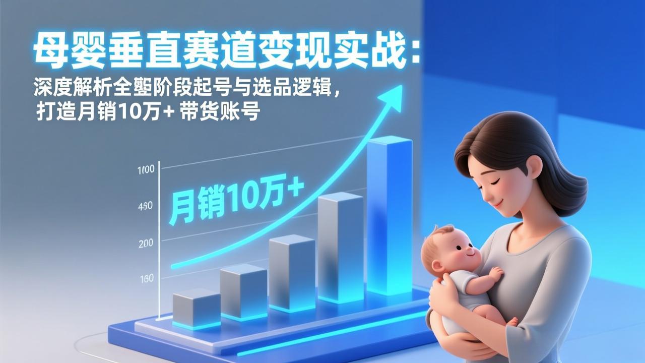 （17233期）母婴垂直赛道变现实战：深度解析三大阶段起号与选品逻辑，打造月销10万+带货账号-低成本创业项目大全｜短视频带货+AI副业变现｜知行创业网