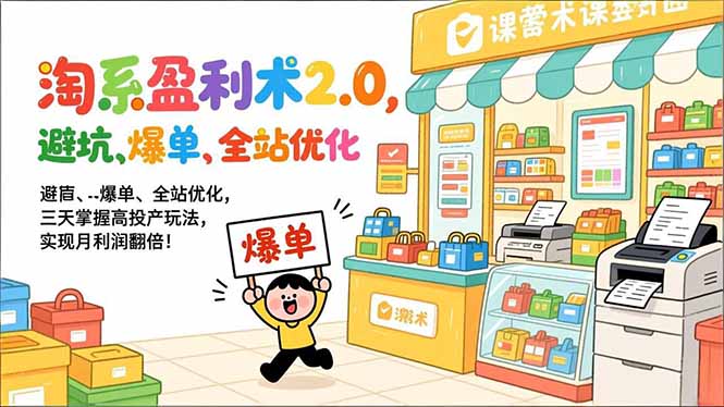 （17127期）淘系盈利术2.0，避坑、爆单、全站优化，三天掌握高投产玩法，实现月利润翻倍！-低成本创业项目大全｜短视频带货+AI副业变现｜知行创业网