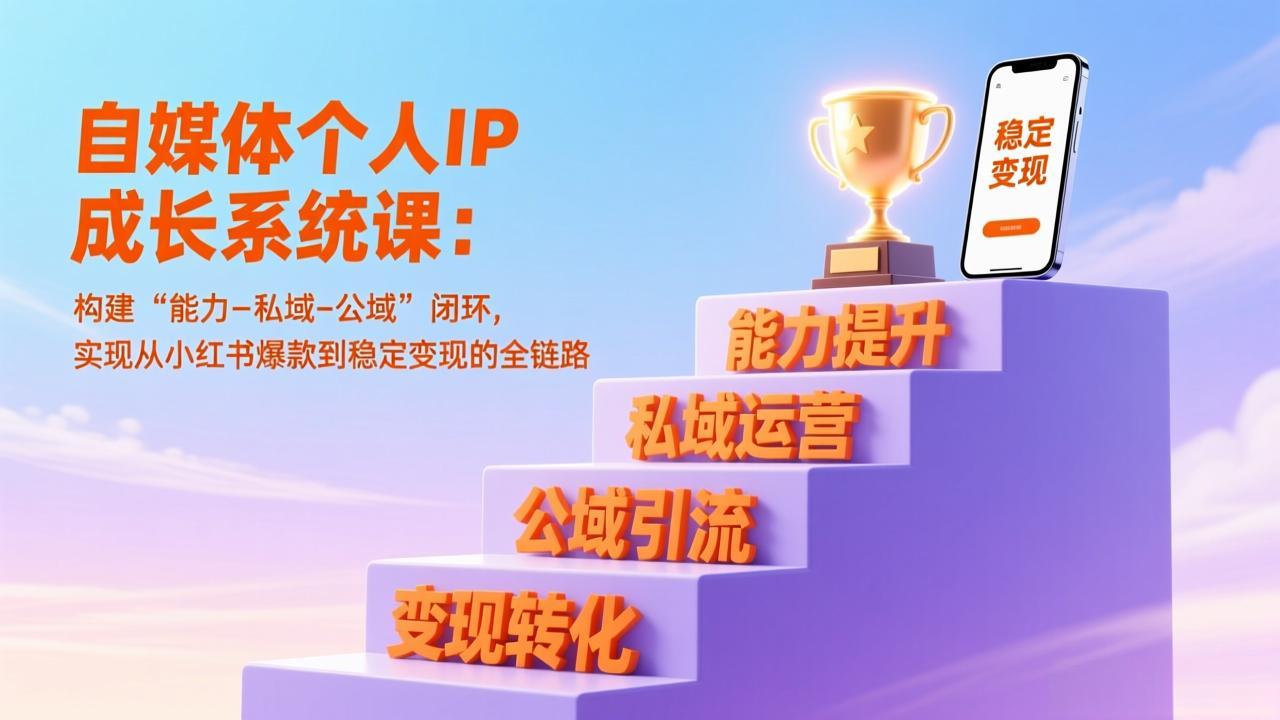 （17192期）自媒体个人IP成长系统课：构建“能力-私域-公域”闭环，实现从小红书爆款到稳定变现的全链路-低成本创业项目大全｜短视频带货+AI副业变现｜知行创业网