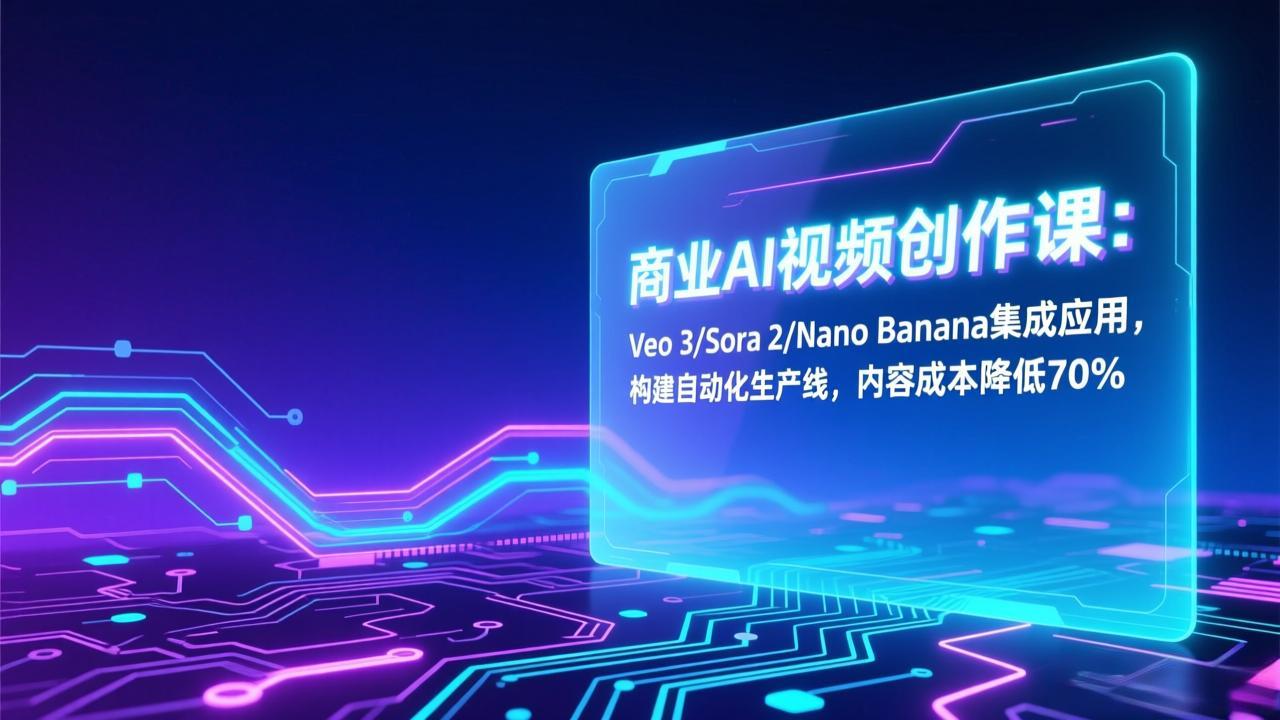 （17070期）商业AI视频创作课：Veo 3/Sora 2/Nano Banana集成应用，构建自动化生产线，内容成本降低70%-低成本创业项目大全｜短视频带货+AI副业变现｜知行创业网