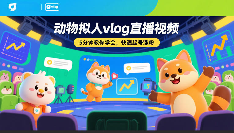 动物拟人vlog直播视频，5分钟教你学会，快速起号涨粉-低成本创业项目大全｜短视频带货+AI副业变现｜知行创业网