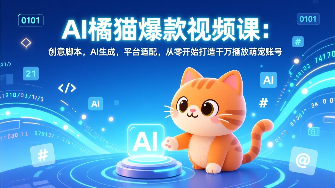 （17091期）AI橘猫爆款视频课：创意脚本，AI生成，平台适配，从零开始打造千万播放萌宠账号-低成本创业项目大全｜短视频带货+AI副业变现｜知行创业网