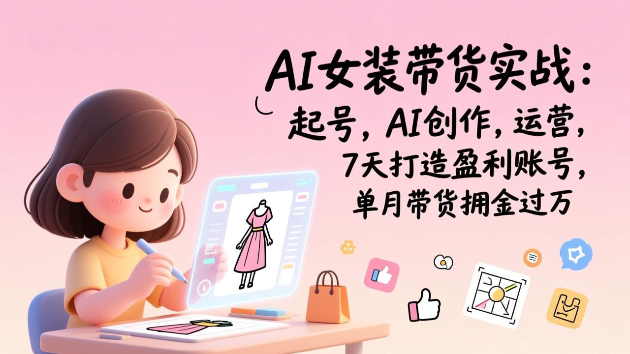 （17117期）AI女装带货实战班（更新）：起号，AI创作，运营，7天打造盈利账号，单月带货佣金过万-低成本创业项目大全｜短视频带货+AI副业变现｜知行创业网