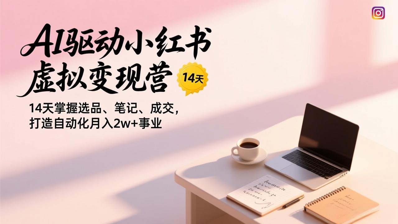（17204期）AI驱动小红书虚拟变现营，14天掌握选品、笔记、成交，打造自动化月入2w+事业-低成本创业项目大全｜短视频带货+AI副业变现｜知行创业网