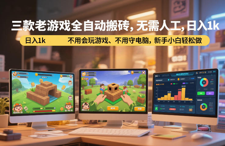 三款老游戏全自动搬砖，无需人工，日入1k，不用会玩游戏、不用守电脑，新手小白轻松做【揭秘】-低成本创业项目大全｜短视频带货+AI副业变现｜知行创业网
