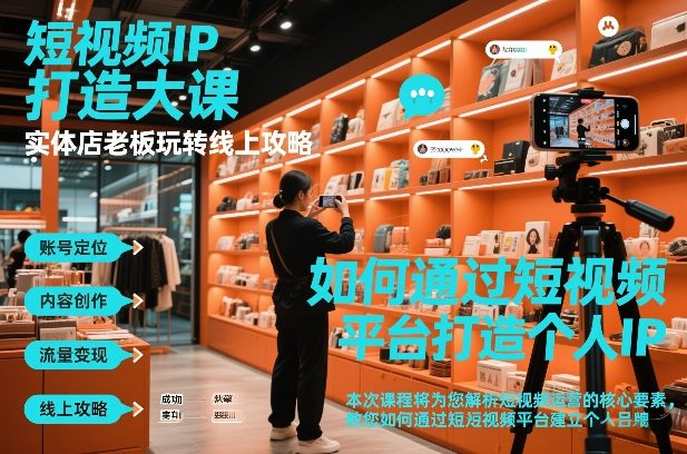 短视频ip打造大课,实体店老板玩转线上攻略-低成本创业项目大全|短视频带货+AI副业变现|知行创业网