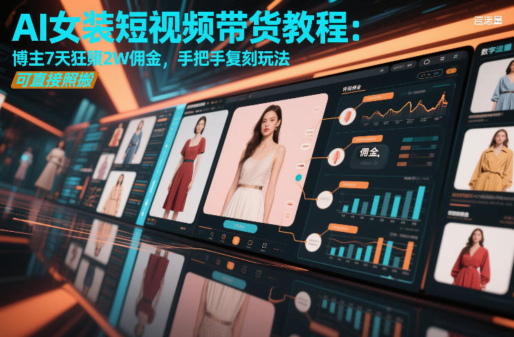 AI女装短视频带货教程：博主7天狂賺2W佣金，手把手复刻玩法，可直接照搬-低成本创业项目大全｜短视频带货+AI副业变现｜知行创业网