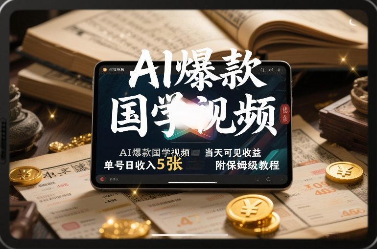 AI爆款国学视频,独家起号方法,小白直接上手,当天可见收益,单号日收入5张+附保姆级教程-低成本创业项目大全|短视频带货+AI副业变现|知行创业网