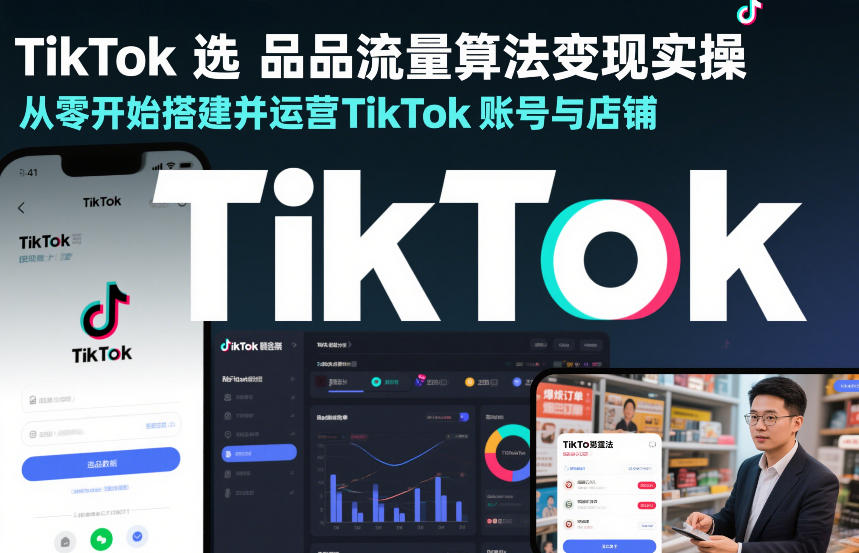 TikTok选品流量算法变现实操，从零开始搭建并运营TikTok账号与店铺-低成本创业项目大全｜短视频带货+AI副业变现｜知行创业网