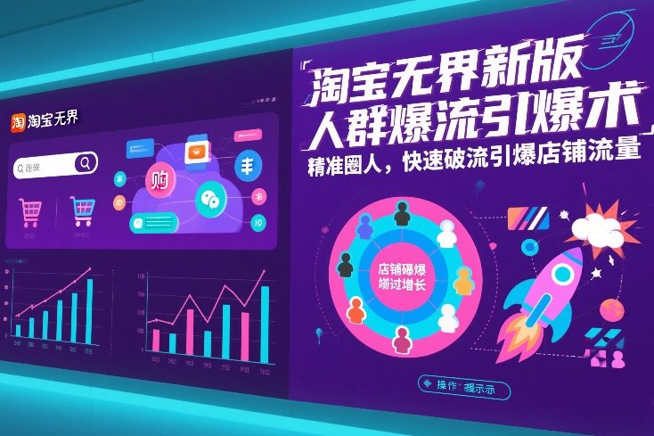 淘宝无界新版人群爆流引爆术，精准圈人，快速破流引爆店铺流量-低成本创业项目大全｜短视频带货+AI副业变现｜知行创业网