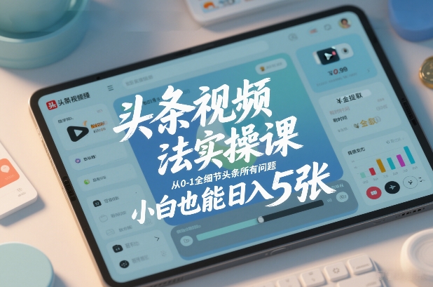 头条视频玩法实操课，从0-1全细节头条所有问题，小白也能日入5张-低成本创业项目大全｜短视频带货+AI副业变现｜知行创业网