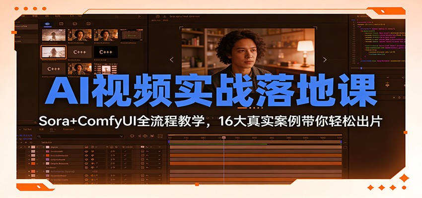 AI视频实战落地课：Sora+ComfyUI全流程教学，16大真实案例带你轻松出片-低成本创业项目大全｜短视频带货+AI副业变现｜知行创业网