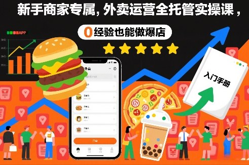 新手商家专属，外卖运营全托管实操课，0经验也能做爆店-低成本创业项目大全｜短视频带货+AI副业变现｜知行创业网