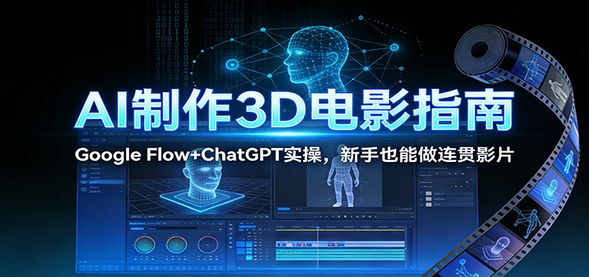 AI制作3D电影指南：Google Flow+ChatGPT实操，新手也能做连贯影片-低成本创业项目大全｜短视频带货+AI副业变现｜知行创业网