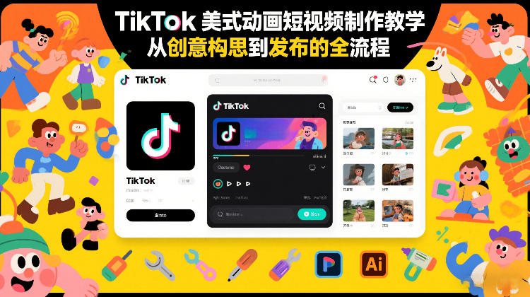 TikTok美式动画短视频制作教学，从创意构思到发布的全流程-低成本创业项目大全｜短视频带货+AI副业变现｜知行创业网