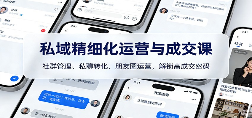 私域精细化运营与成交课：社群管理、私聊转化、朋友圈运营，解锁高成交密码-低成本创业项目大全｜短视频带货+AI副业变现｜知行创业网