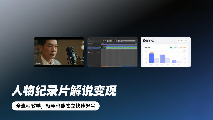 人物纪录片解说变现，全流程教学，新手也能独立快速起号-低成本创业项目大全｜短视频带货+AI副业变现｜知行创业网