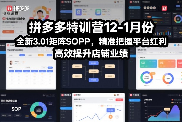 拼多多特训营12-1月份，全新3.01矩阵Sop，精准把握平台红利，高效提升店铺业绩-低成本创业项目大全｜短视频带货+AI副业变现｜知行创业网