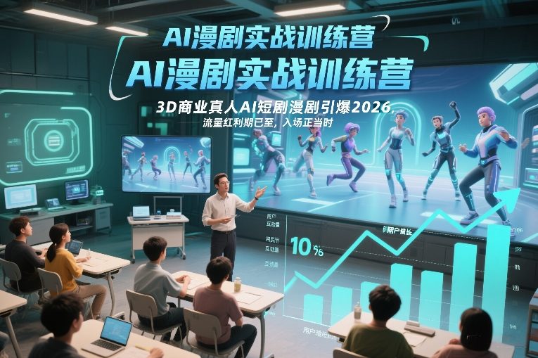 AI漫剧实战训练营，3D商业真人AI短剧漫剧引爆2026，流量红利期已至，入场正当时-低成本创业项目大全｜短视频带货+AI副业变现｜知行创业网