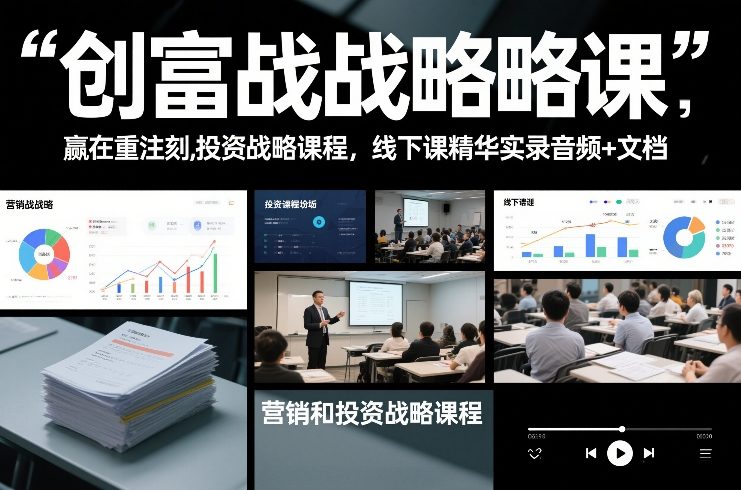 创富战略课，赢在重注时刻，营销和投资战略课程，线下课精华实录音频+文档-低成本创业项目大全｜短视频带货+AI副业变现｜知行创业网