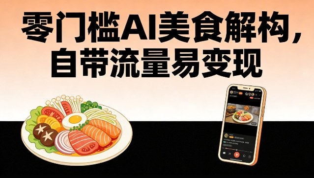 零门槛AI美食解构,自带流量易变现-低成本创业项目大全|短视频带货+AI副业变现|知行创业网