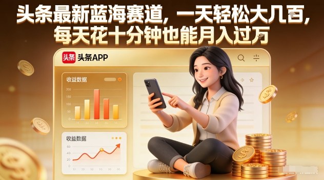 头条最新蓝海赛道，一天轻松大几张，每天花十分钟也能月入过1W【揭秘】-低成本创业项目大全｜短视频带货+AI副业变现｜知行创业网