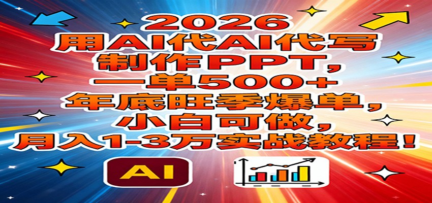 2026用AI代写制作PPT，一单500+，年底旺季爆单，小白可做，月入1-3万实战教程-低成本创业项目大全｜短视频带货+AI副业变现｜知行创业网